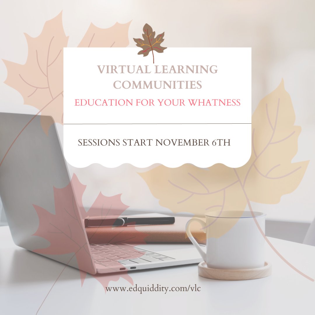 Join us for the 2nd fall Virtual Learning Communities session starting on Nov 6th! Educators, don't miss out on this chance for growth. Explore topics like Executive Function, ELL Support, Formative Assessment, Equity, and Differentiation. Sign up at edquiddity.com/vlc 🍂