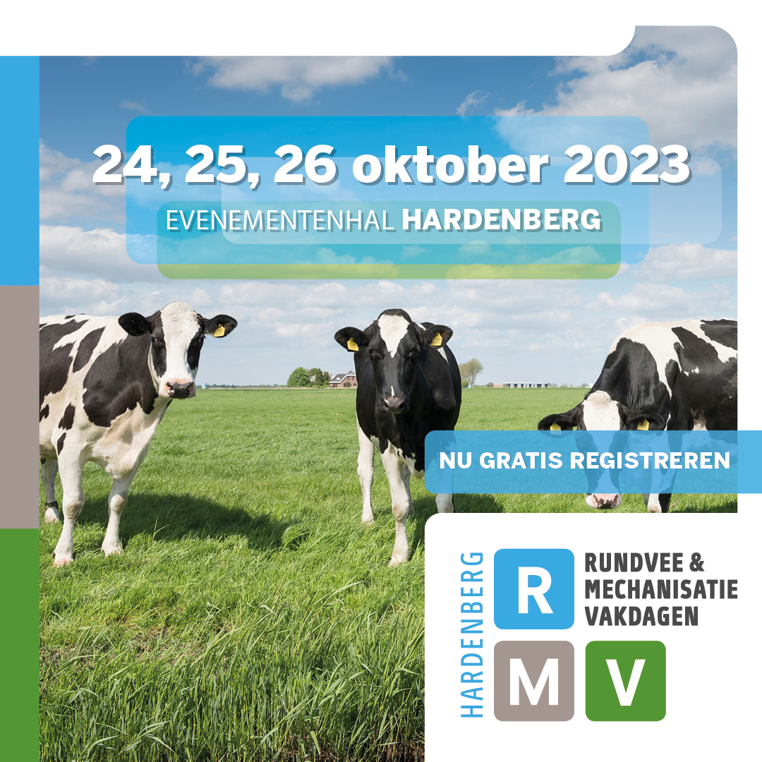 Op 24, 25 en 26 oktober staan we op de #Rundvee&amp;Mechanisatie Vakdagen in Hardenberg. Je vindt ons bij stand 734 in hal 7. Als relatie van Eelerwoude krijg je een gratis entreekaart, t.w. € 20,- Registreer je via deze link👉ow.ly/4Yxj50PX1BU
Tot dan!