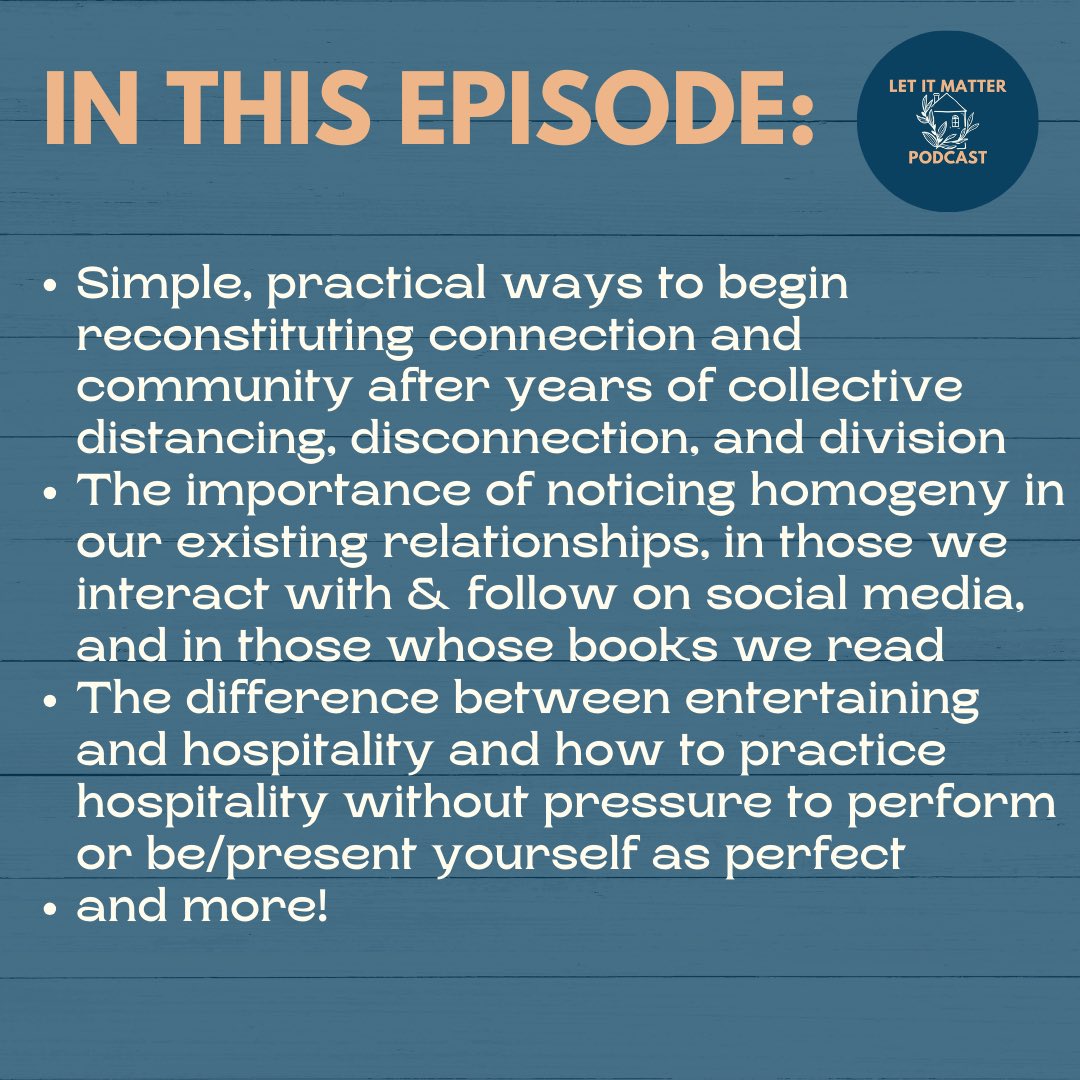 Let It Matter Podcast (@letitmatterpod) on Twitter photo This week <a href="/kellykwolfe/">Kelly Wolfe 🪴</a> is joined by <a href="/shannanwrites/">Shannan Martin</a> to talk about community, connections, hospitality vs. entertaining, and more! Episode is available wherever you get your podcasts! This week <a href="/kellykwolfe/">Kelly Wolfe 🪴</a> is joined by <a href="/shannanwrites/">Shannan Martin</a> to talk about community, connections, hospitality vs. entertaining, and more! Episode is available wherever you get your podcasts!