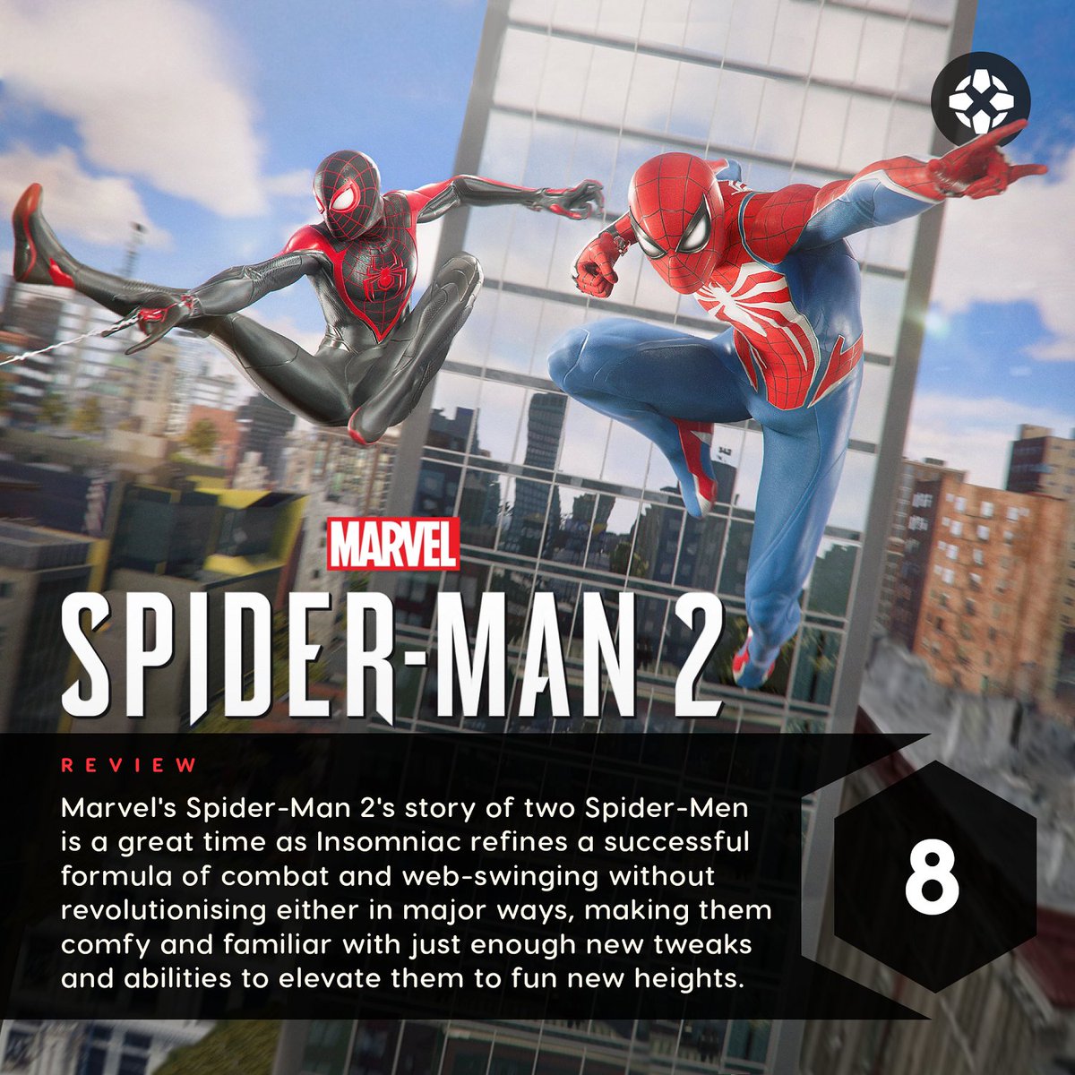 It’s safe to call Marvel's Spider-Man 2 another thrilling Spider-Man adventure that delivers Insomniac's best tale yet, and despite its open world falling short, it's a reliably fun superhero power trip. bit.ly/46OO21T