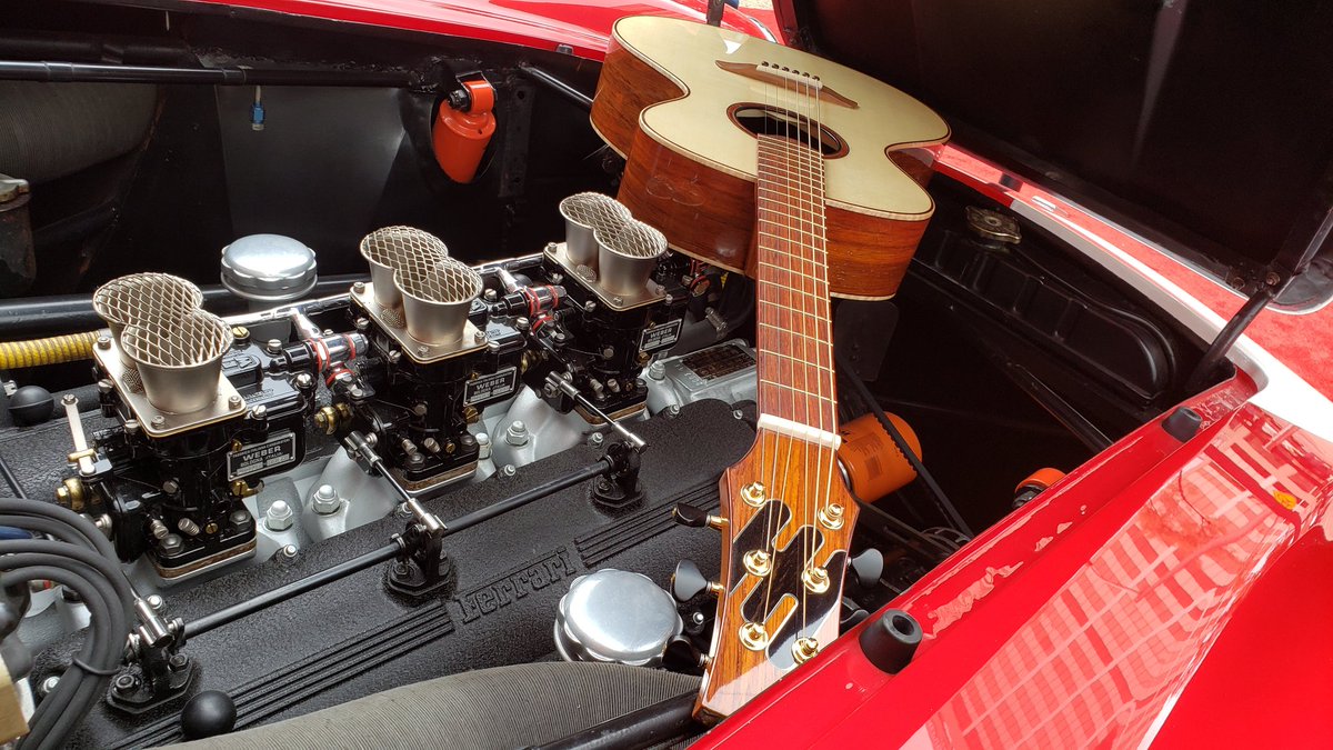The #ferrariguitar got a chance to tune a #V12 from a very rare #ferrari250SWB. Fun times at  <a href="/Chattanooga/">Chattanooga</a> Motorcar Festival.  

#acousticguitar #woodwork #woodworking #builder #acousticguitars #customacousticguitar #guitar #guitarporn #custom #automotiveart #carporn