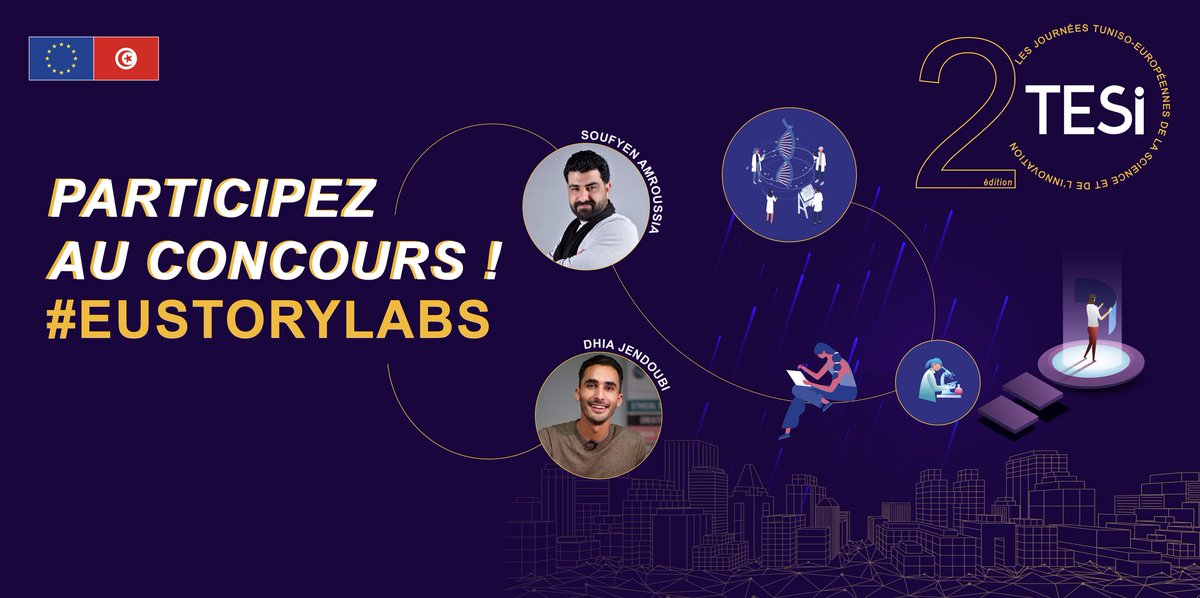 UeTunisie's tweet image. Passionné.e.s par la création de contenu et intéressé.e.s par la recherche scientifique et l’innovation? Rejoignez-nous, les 18 et 19 octobre à la Cité de la Culture pour allier vos deux passions en participant au concours #EUStoryLabs. shorturl.at/egELZ
#Euintunisia #TESI2