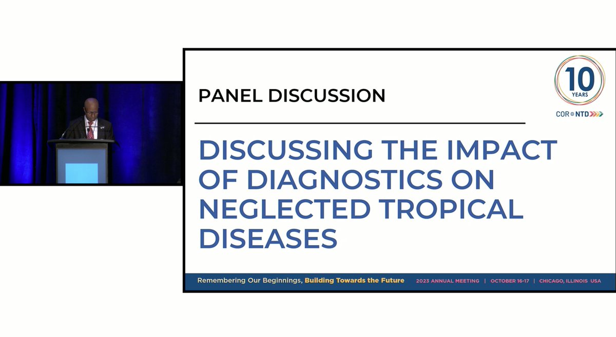 Next up at #CORNTD2023 - Panel Discussing the Impact of Diagnostics on NTDs featuring Joe Shott (USAID), Jill Ray (Gates Foundation), Dierdre Joy (NIH), Peter Wasson (LifeArc), and Hayato Urabe (GHIT). Moderated by Dr. Daniel Dagne (WHO) #CORNTD10Years #beatNTDs