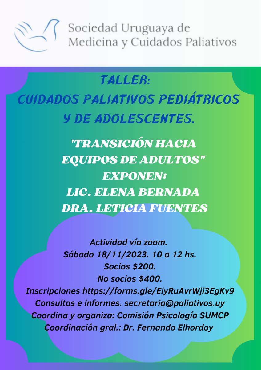paliativosuy's tweet photo. Inscripciones aquí 👇🏼 https://t.co/PS6XaZM8uV https://t.co/bvWYgmstNe