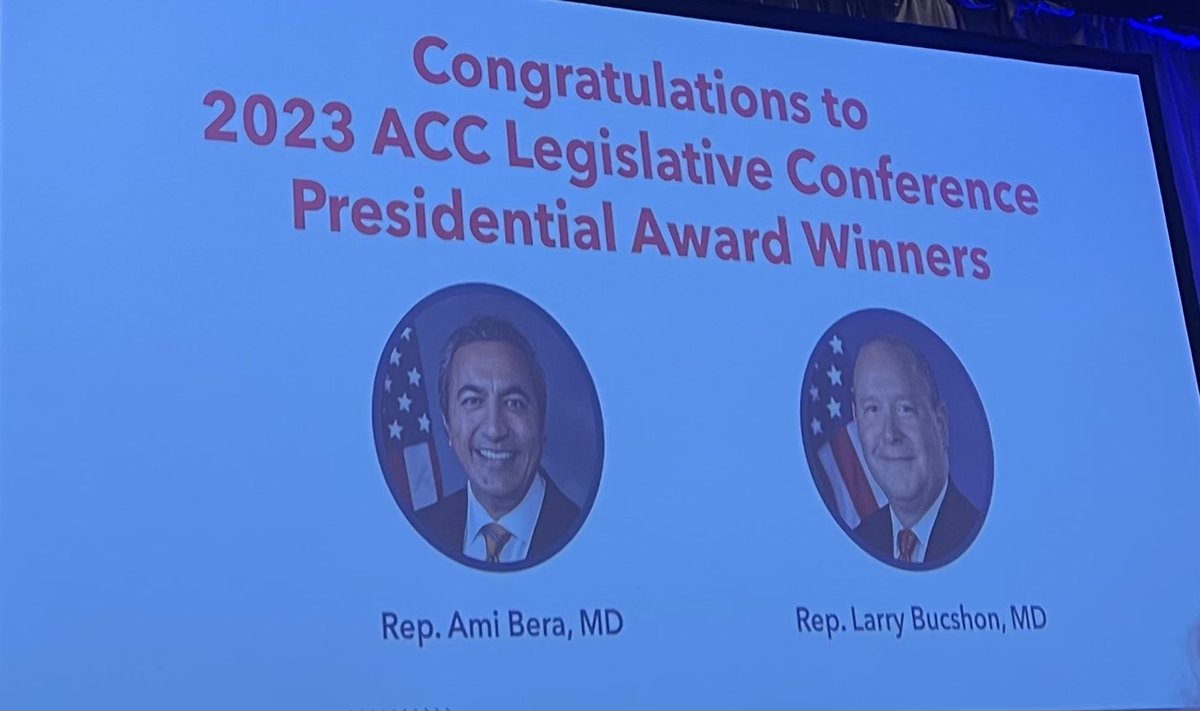 A moment of recognition- #acclegconf @RepLarryBucshon & @RepAmiBera - two physicians that are now lawmakers-thank you for your work #healthcare @ACCinTouch