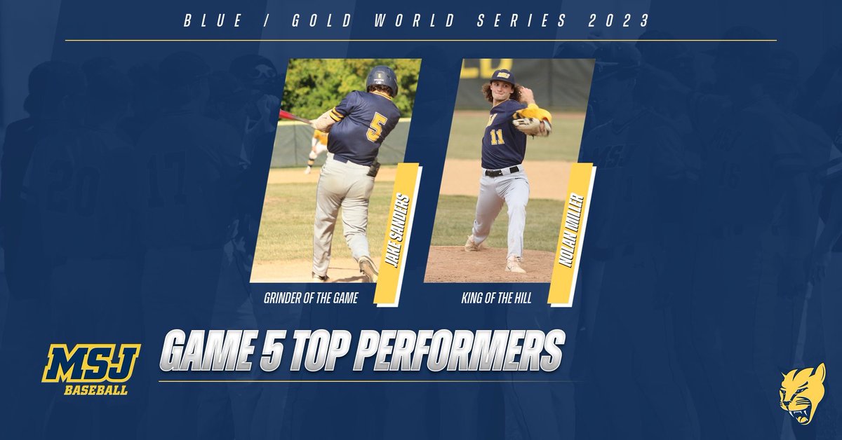 BLUE/GOLD GAME 5 
TOP PERFORMERS

GRINDER OF THE GAME
Jake Sanders
2-2 w/ HR, SAC, OF Assist (Defensive Play of the Game)

KING OF THE HILL
Nolan Miller
12 Pitch Inning with 2 Ks