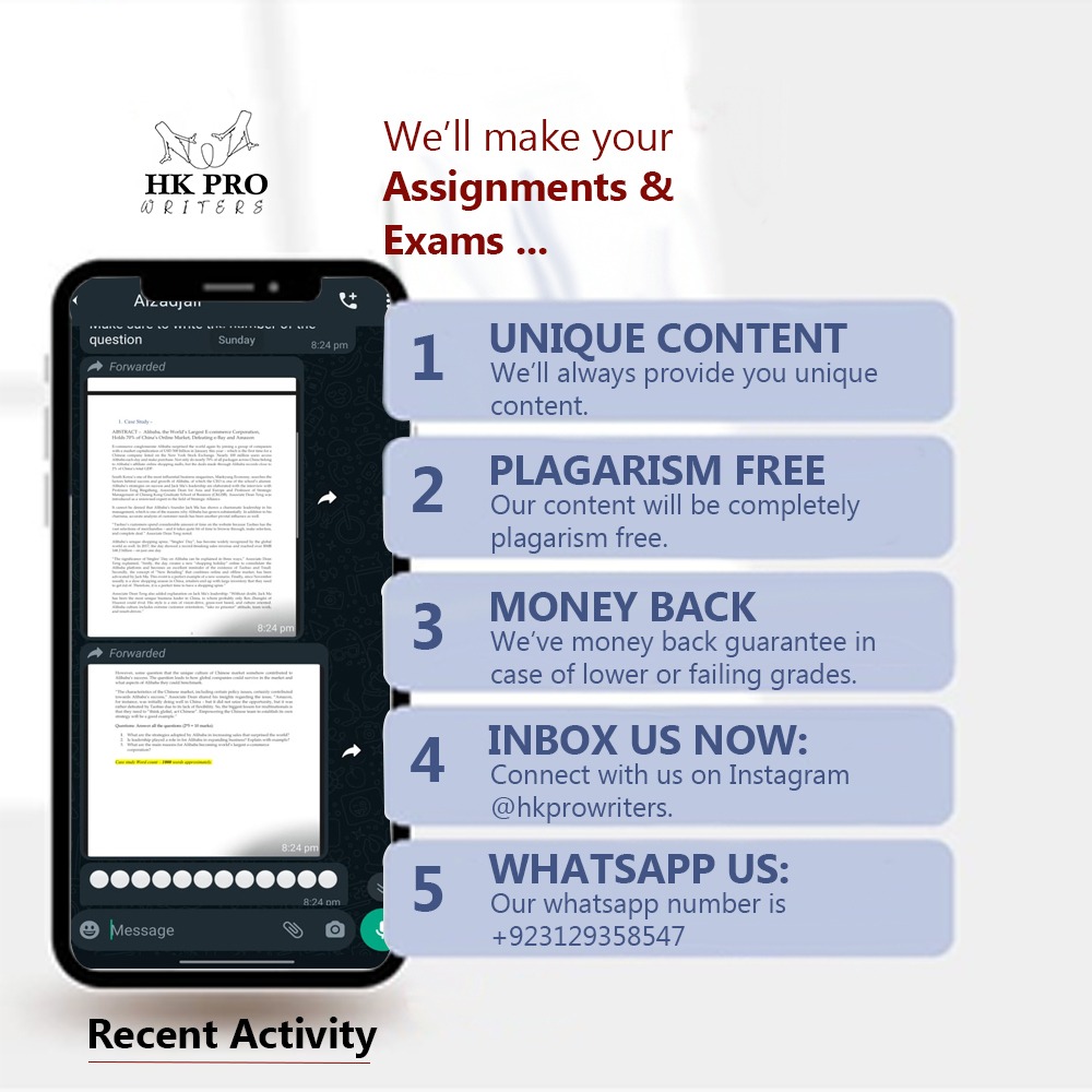 hkprowriters's tweet image. Today Task
Type:
#casestudy
Words:
2000
Time:
48 hours
Need help with your #casestudyassignment ? Inbox #hkprowriters and hire the most experienced #case study writers for yourself now.
.
Emails : hkprowriters@gmail.com
Whatsapp:+923129358547
Facebook: hkprowriters