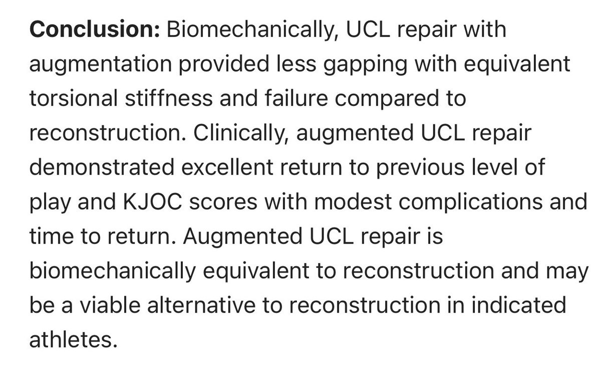 I’m glad more studies on this are coming out. Clinically, it’s seemed like a no-brainer when it applies. The studies on the hybrid technique, when they come out, will be even better. #baseball #elbowsurgery #tommyjohn