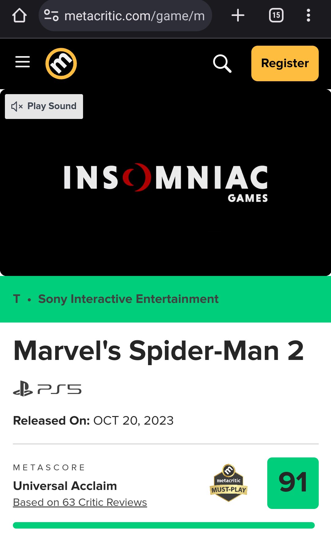 Indian Console Gamers on X: Spider-Man 2 PS5 review! - IGN: 8/10 -  Gamesradar: 5/5 - VGC: 5/5 - Eurogamer: 4/5 - GameSpot: 8/10 - PushSquare:  8/10 - VG247: 5/5 - PSUniverse: 10/10 - GamingNexus: 10/10 ✓ Metacritic: 91  ✓ OpenCritic: 91 #ICG #PS5India