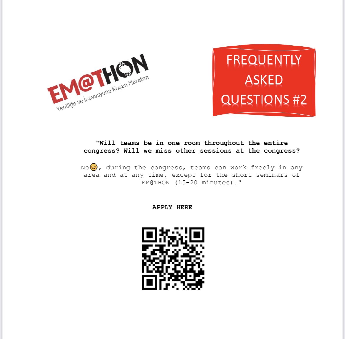Frequently Asked Questions 2

Will teams be in one room throughout the entire congress? Will we miss other sessions at the congress?

Details 👉🏻 eacem.org/en

#EACEM2023 #AcilHayattır #EmergencyIsLife #sympocus #TATDUS <a href="/tatdkongre/">TATD KONGRE</a>
<a href="/tatdus/">Илдус Айсин</a> <a href="/TrTATD/">Türkiye Acil Tıp Derneği - TATD (EMAT)</a>