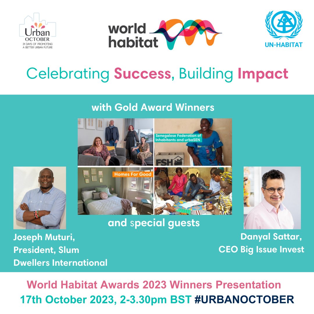 🏆There are now only 24 hours until our special #UrbanOctober event ft. our 2023 #WorldHabitatAwards winners. We'll also be talking about solutions to current urban challenges & learning about good practice from housing practitioners. Register today👉bit.ly/WHA23Prestn