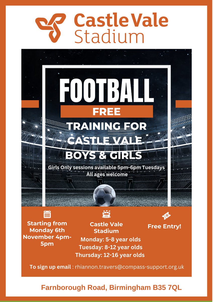 Free football coaching soon to begin at Castle Vale Stadium!