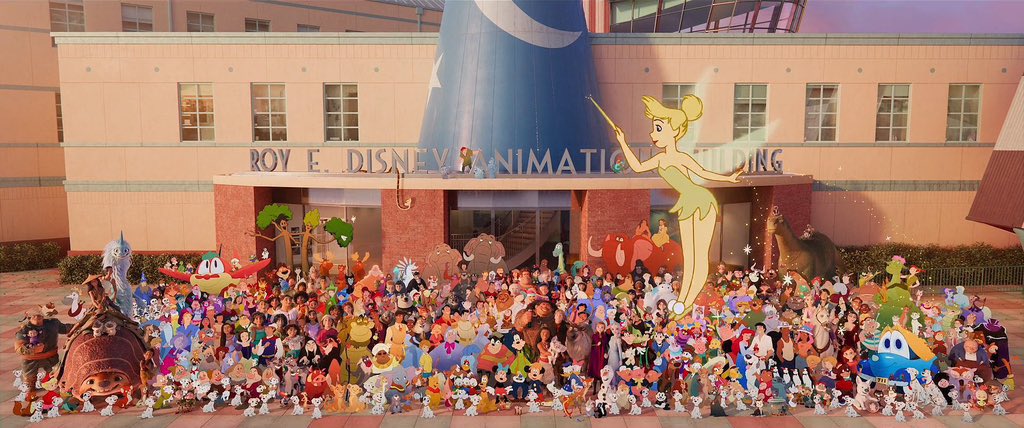 cinebreakfr's tweet photo. La photo de groupe pour les 100 ans de Disney dans le court-métrage "Il était une fois un studio". #Disney100 https://t.co/661R61ZXpa