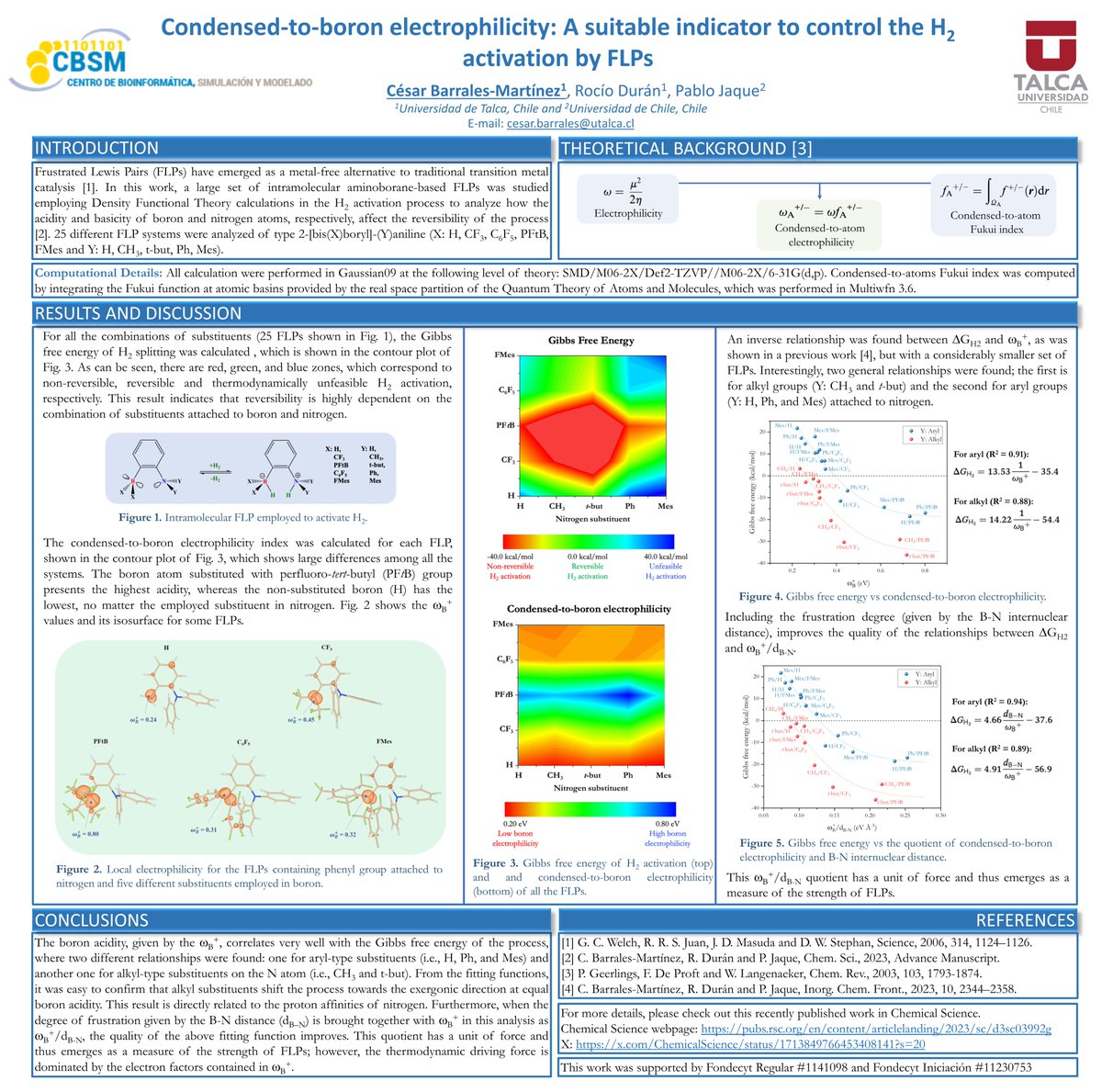Hi <a href="/LatinXChem/">LatinXChem</a>, presenting my work ‘Condensed-to-boron electrophilicity: A suitable indicator to control the H2 activation by FLPs’ recently published in <a href="/ChemicalScience/">Chemical Science</a> at #LatinXChem23 #LatinXChemComp #Comp143 <a href="/PCCP/">PCCP</a>