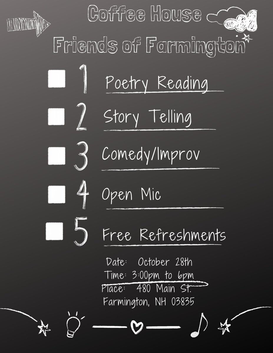 Come on Down October 28th 3pm to 6pm #coffeehouse#480mainst#community