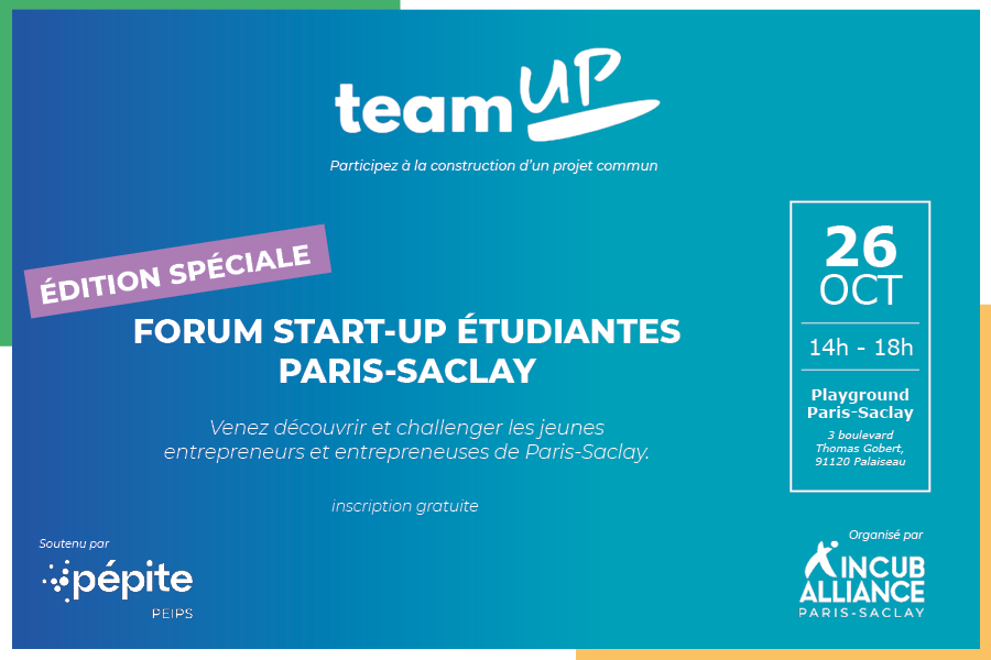 IncubAlliance (@incuballiance) on Twitter photo 📢 #TeamUp nouvelle édition, organisée par <a href="/IncubAlliance/">IncubAlliance</a> et Pépite #PEIPS : Découvrez et challengez les #startup étudiantes de #ParisSaclay !
🗓️ 26/10 - 14h
📍 <a href="/Inno_Playground/">Paris-Saclay InnovationPlayground</a>
🔗 Inscription : urlz.fr/o2xq
<a href="/PepiteFrance/">Pépite France</a> <a href="/UnivParisSaclay/">Université Paris-Saclay</a> 📢 #TeamUp nouvelle édition, organisée par <a href="/IncubAlliance/">IncubAlliance</a> et Pépite #PEIPS : Découvrez et challengez les #startup étudiantes de #ParisSaclay !
🗓️ 26/10 - 14h
📍 <a href="/Inno_Playground/">Paris-Saclay InnovationPlayground</a>
🔗 Inscription : urlz.fr/o2xq
<a href="/PepiteFrance/">Pépite France</a> <a href="/UnivParisSaclay/">Université Paris-Saclay</a>
