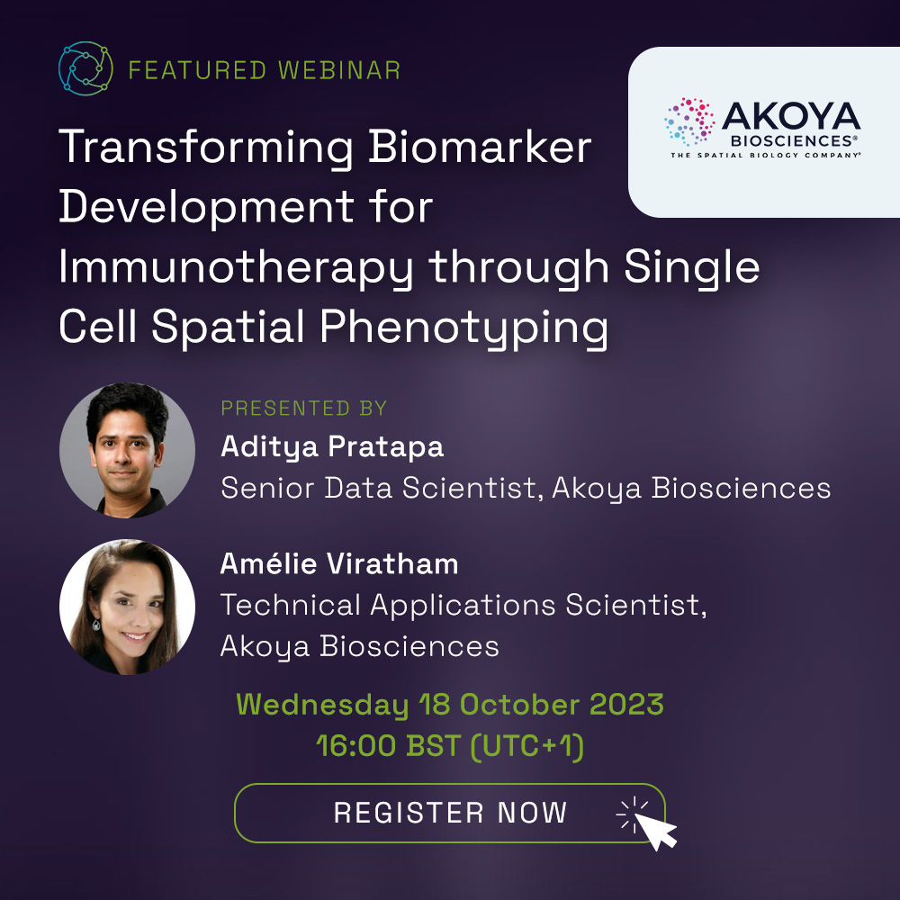 Analysing the #TME at a single-cell level with @AkoyaBio 📆 Wednesday, October 18, 2023 ⏲ 4PM BST (UTC +1) 🎫 hubs.ly/Q025BmSW0? *If you're unable to join live, registration includes access to the recording to watch/ rewatch at your convenience. #OmicsSeries23