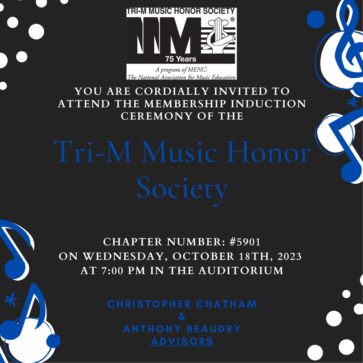 Join us on Wednesday 10/18 at 7PM in the HJSHS auditorium for the Tri-M Induction Ceremony! <a href="/hopedalejshs/">Hopedale Jr-Sr HS</a> <a href="/DerekAtherton1/">Derek Atherton</a> <a href="/HopedaleAP/">Timothy Johnson</a> <a href="/kcrebasehps/">Karen Crebase</a> <a href="/HFOM_Hopedale/">HFOM</a> <a href="/cchatham5/">Christopher Chatham</a> <a href="/MrBeaudry1/">Anthony Beaudry</a>
