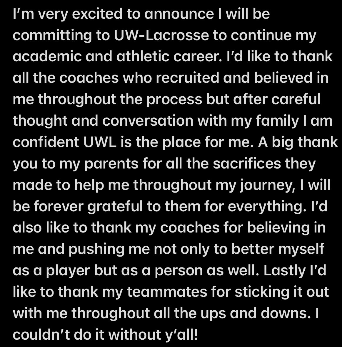 Committed ‼️ <a href="/UWLEagleFB/">UW-La Crosse Football</a> #TheExperience