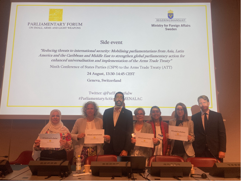 ParlForumSalw's tweet photo. The report from @ParlForumSalw's side event financed by @CanadaFP & co-hosted by @SweMFA & @SwedenGeneva at #CSP9 is now available, highlighting the role of MPs in #ATT implementation and universalisation, linking to #WPS. Find it here: https://t.co/i4D43wow9y https://t.co/BpyLgWYIT0
