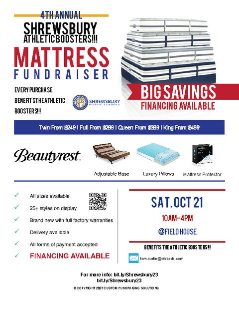 ColonialBooster's tweet photo. Support the Boosters! Our 4th Annual Mattress Fundraiser has been announced! Saturday, October 21st from 10 a.m. - 4 p.m. https://t.co/xNGl77gXSM