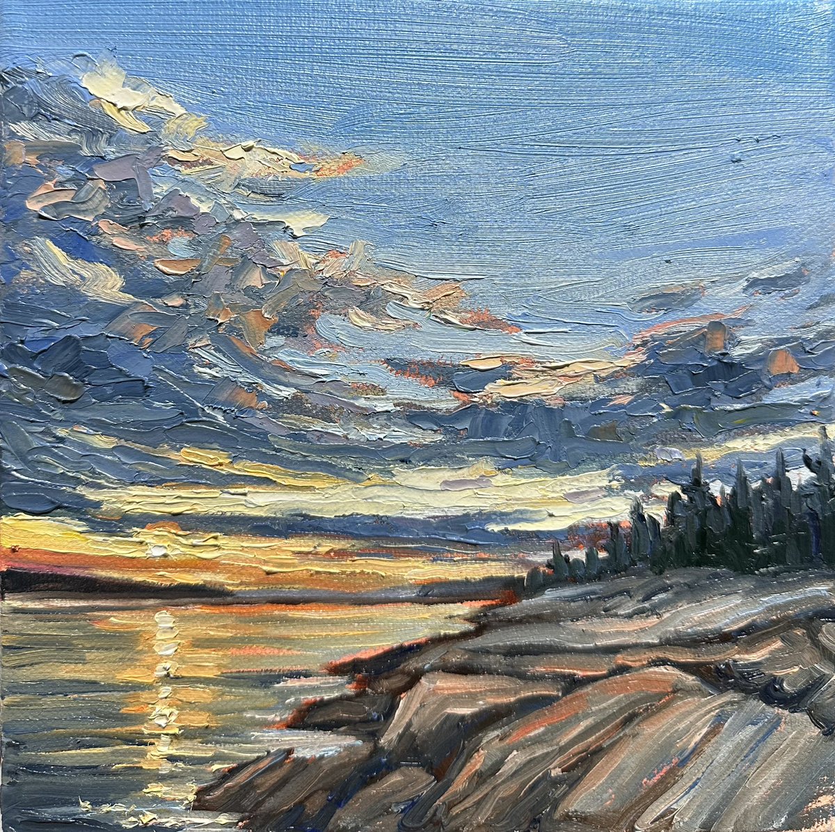 Georgian Bay_ Parry Sound never disappoints. Moody Bay 8x8” oil #CanadianArt #painting