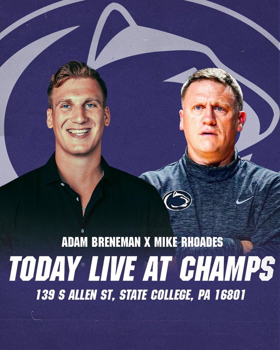 AdamBreneman81's tweet photo. Today!

Penn State Basketball Head Coach Mike Rhoades joins @NextUpWithAdam.

LIVE at @ChampsPennState.

Doors open at 4:30.

Event is free and open to all ages. https://t.co/T3p7DmQzIj