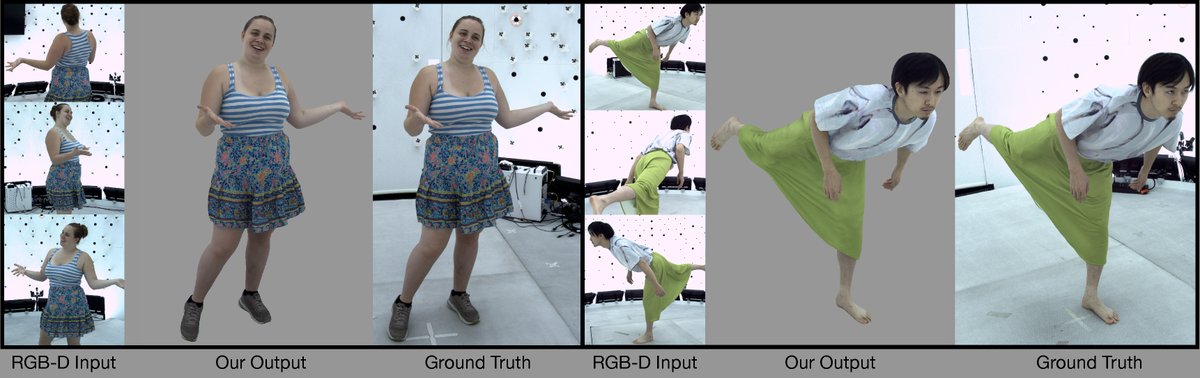 (1/8) Our work with Meta & CMU co-authors 'Drivable Avatar Clothing: Faithful Full-Body Telepresence with Dynamic Clothing Driven by Sparse RGB-D Input' will be presented at SIGGRPAH Asia 2023 as a conference paper. #SIGGRAPHAsia2023
Project webpage: xiangdonglai.github.io/www-sa23-driva…