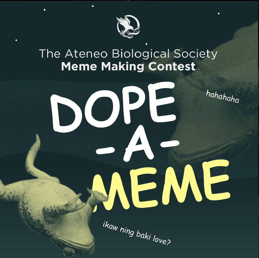 Ateneo_tabs's tweet photo. 𝐄𝐘𝐄𝐒 𝐇𝐄𝐑𝐄 𝐑𝐀𝐕𝐄𝐍𝐒! 🌱☁️
 
The Ateneo Biological Society brings you back 𝐃𝐎𝐏𝐄-𝐀-𝐌𝐄𝐌𝐄 as your Midterm caffeine! 🤩

𝙅𝙤𝙞𝙣 𝙩𝙝𝙚 𝙘𝙤𝙣𝙩𝙚𝙨𝙩 𝙖𝙣𝙙 𝙨𝙝𝙤𝙬𝙘𝙖𝙨𝙚 𝙮𝙤𝙪𝙧 𝙬𝙞𝙩𝙩𝙞𝙚𝙨𝙩 𝙖𝙣𝙙 𝙢𝙤𝙨𝙩 𝙚𝙣𝙩𝙚𝙧𝙩𝙖𝙞𝙣𝙞𝙣𝙜 𝙘𝙧𝙚𝙖𝙩𝙞𝙤𝙣𝙨! 👀 https://t.co/nkoaP1UD1o