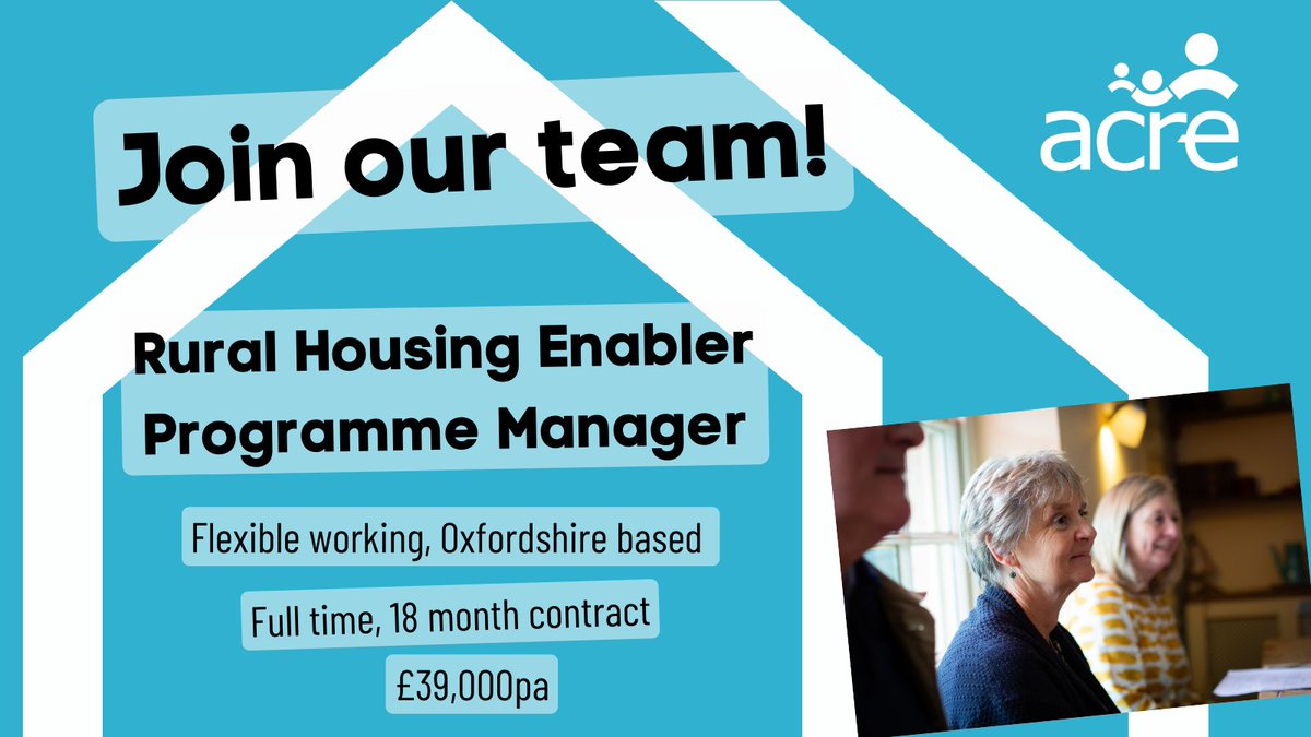ACRE_national's tweet photo. 📢 We’re #hiring!

Can you help us manage a £2.5m programme of work  to help #rural communities secure small-scale, sensitively designed #affordablehousing schemes based on an assessment of local need?

https://t.co/UeqPc1WgYS https://t.co/b1QGXZS5rA