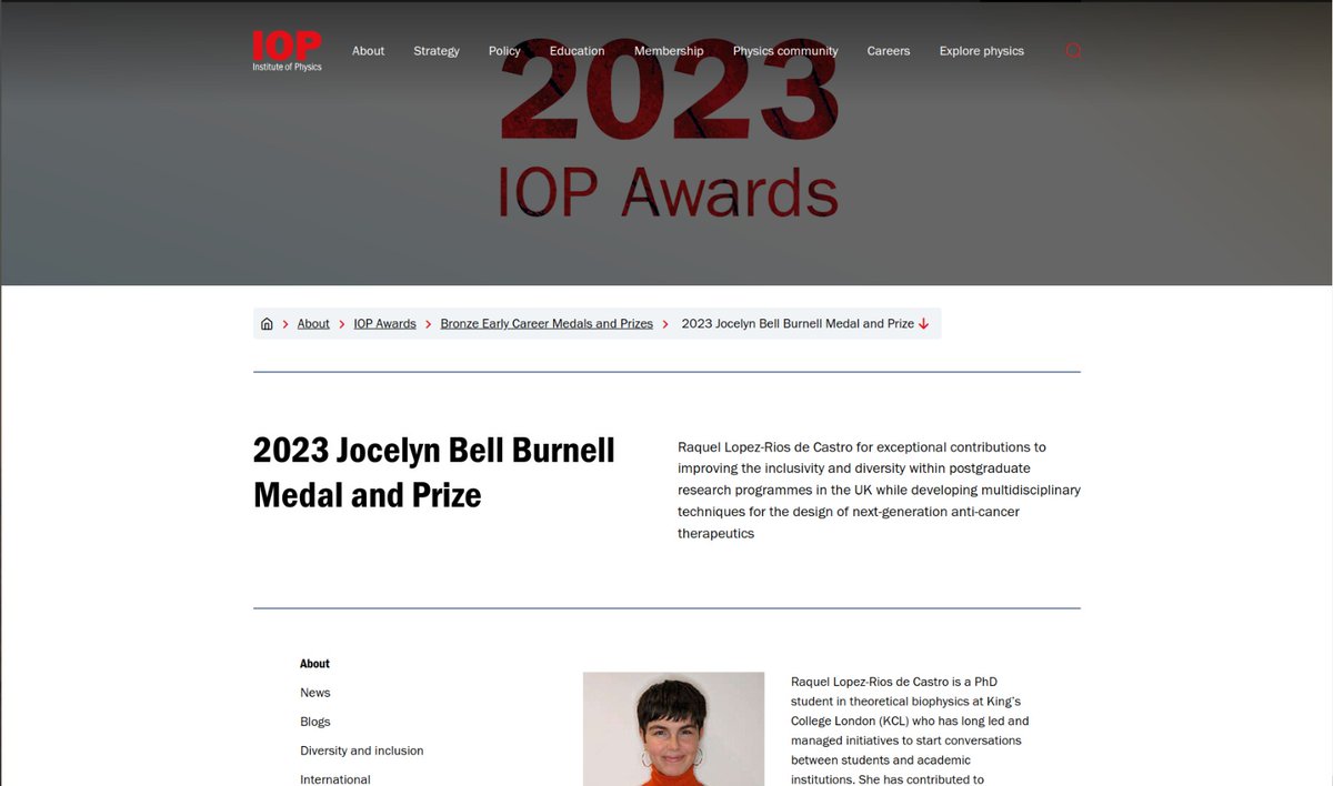 I am thrilled to have received the @IOPPublishing Jocelyn Bell Burnell medal🏆 Thanks @cdlorenz for all your support and mentoring during my PhD🧠 Also, thanks to @LIDo_DTP, and particularly to Prof. Dr. Claire Russell, for giving us the space to develop our EDI initiatives🩵
