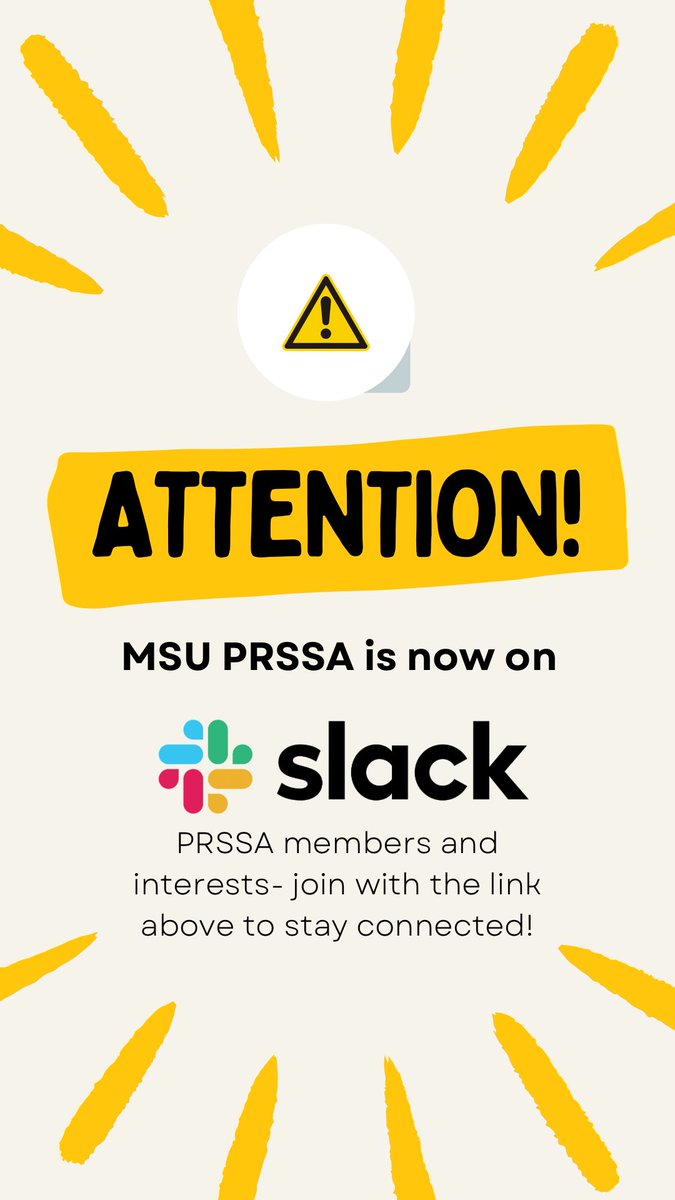 PRSSAbears's tweet image. Hi PRSSA Bears! MSU PRSSA is now on Slack, an instant messaging workspace we can use to stay connected! Join us via the link below. Let us know any questions you might have and stay tuned for more to come!  join.slack.com/t/prssamorgans…