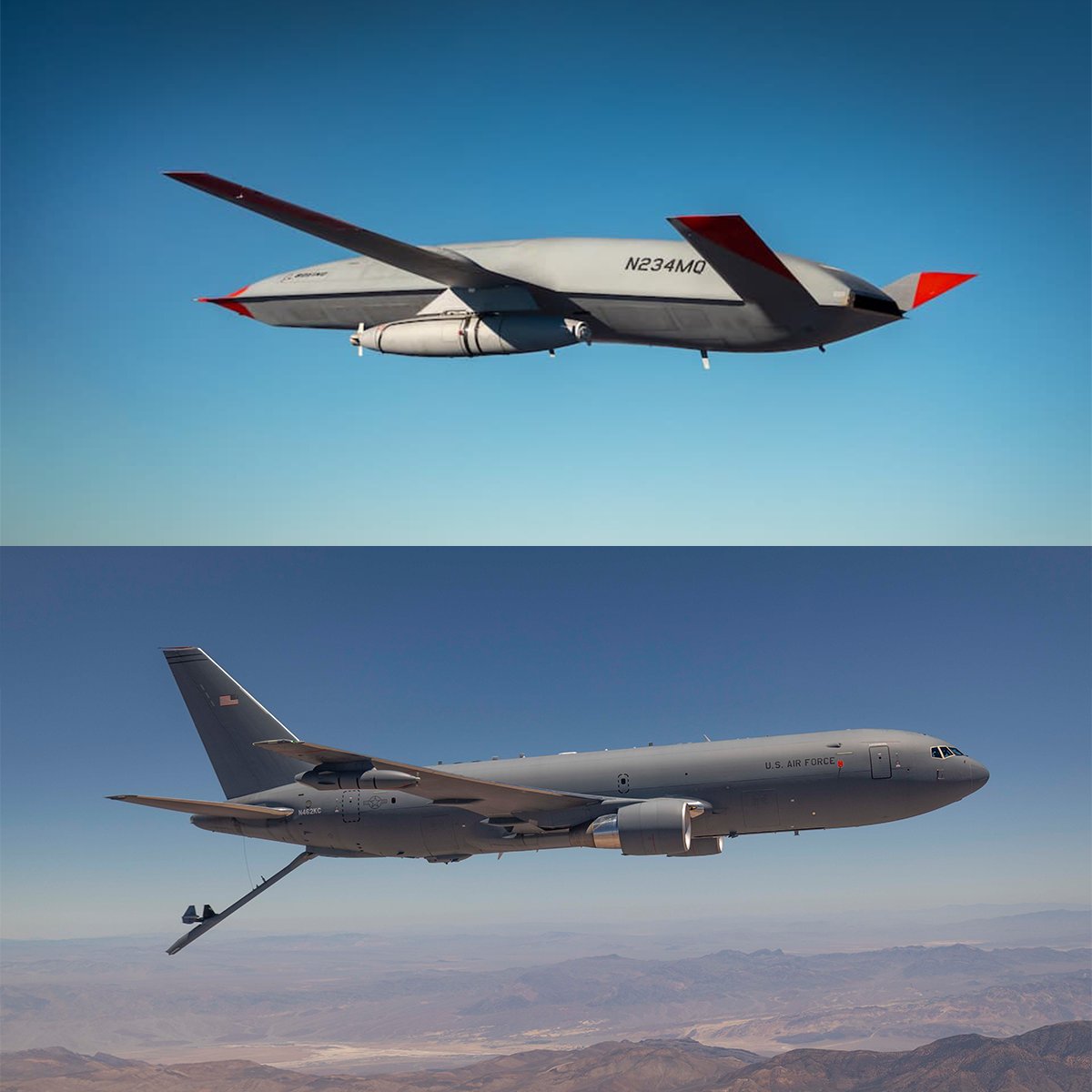 This is what the future of aerial refueling looks like.

The #MQ25 Stingray and #KC46 Pegasus demonstrate next-generation aerial refueling capabilities that are transforming the role of the tanker.

Learn more: goboeing.co/46TFLtx

#IYKYK
