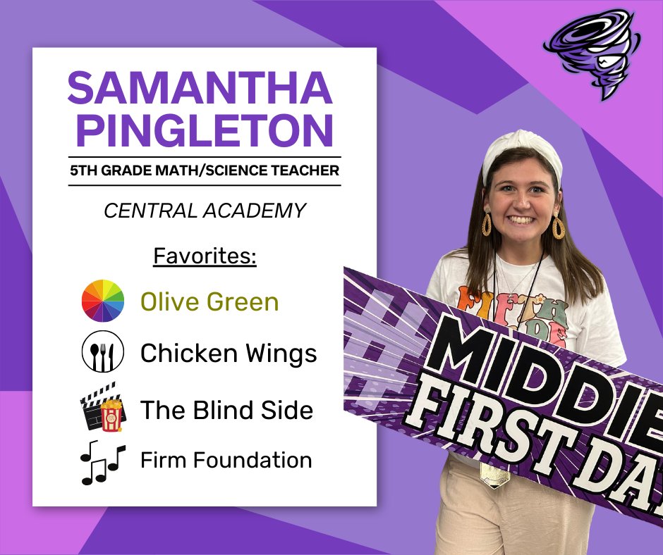 🌟 We continue to celebrate our newest employees, AKA our #MiddieRisers. Meet Samantha Pingleton, a fifth grade teacher at <a href="/Central_MCSD/">Central Academy</a>! #MiddieRising