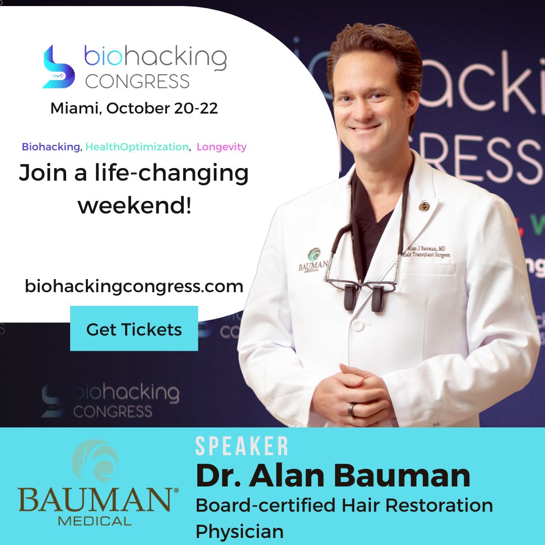 Bauman Medical (@transplant_hair) on Twitter photo <a href="/BiohackCongress/">BiohackingCongress</a> in Miami Beach, Oct 20-22! π
π£ Join Dr. Bauman on Oct 21 for "Biohacking Baldness: Increase Your HairSpan"
ποΈ Save 60% with code BAUMANMEDICAL! bit.ly/46qRv7j
π Our booth: HairMetrix & HairCheck and TED demos & treatments
<a href="/DrAlanBauman/">Alan J. Bauman, MD, ABHRS</a> <a href="/BiohackCongress/">BiohackingCongress</a> in Miami Beach, Oct 20-22! π
π£ Join Dr. Bauman on Oct 21 for "Biohacking Baldness: Increase Your HairSpan"
ποΈ Save 60% with code BAUMANMEDICAL! bit.ly/46qRv7j
π Our booth: HairMetrix & HairCheck and TED demos & treatments
<a href="/DrAlanBauman/">Alan J. Bauman, MD, ABHRS</a>