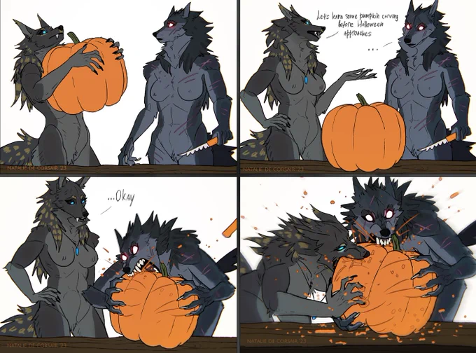 Werewolves vs pumpkin carving 