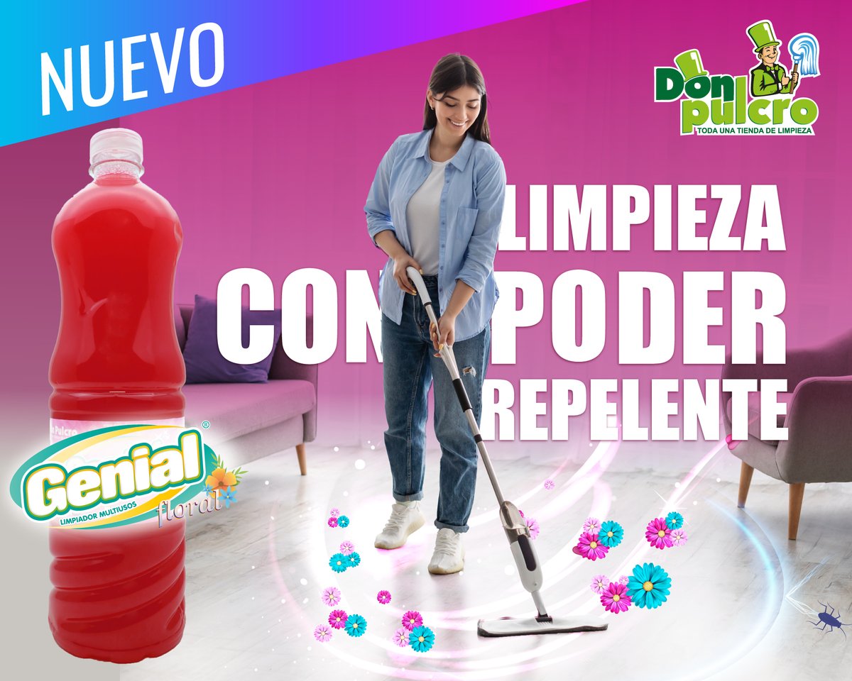 donpulcro's tweet photo. El nuevo Genial limpiador multiusos, no solo dejará tu casa con un aroma fresco y floral, sino que también actuará como un escudo protector contra esos intrusos no deseados. 😀✨
Presentación 1L $10.90 y 5L $48.50. Rellenando el precio por litro $7.90 al menudeo $6.50 a mayoreo. https://t.co/McBDFICZNQ