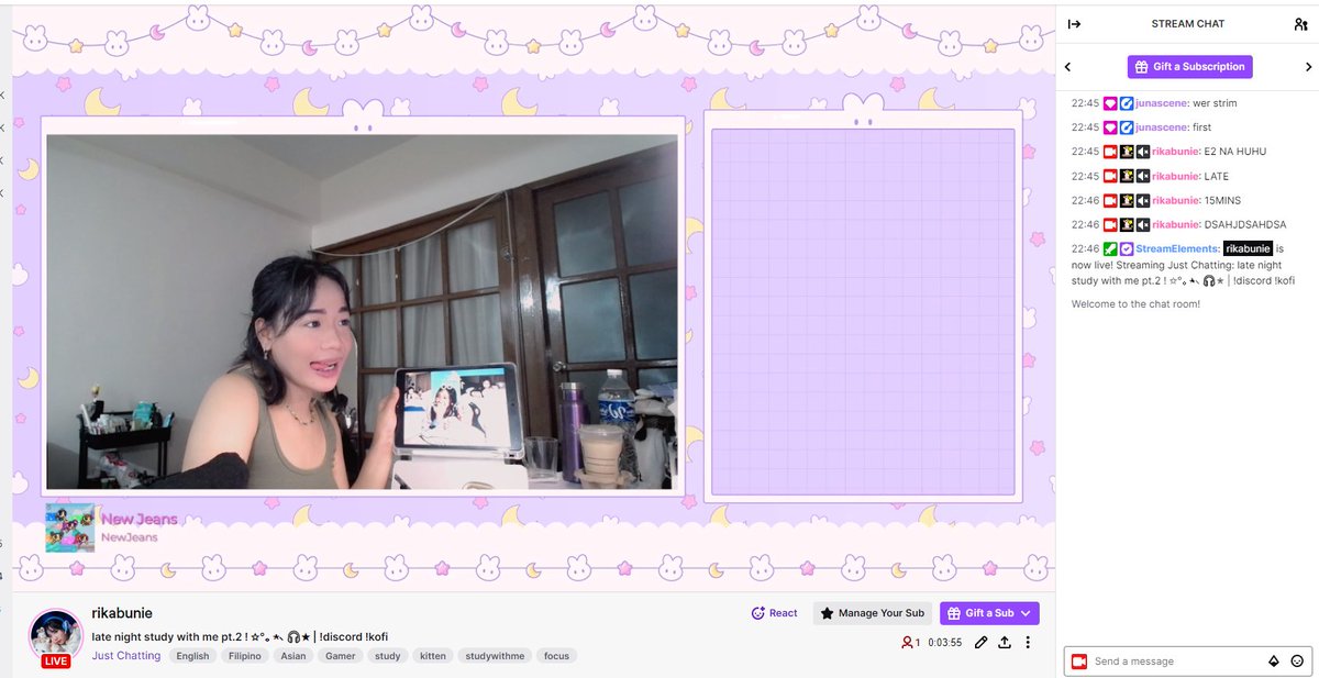 stu-dying pt. 2 with me ft. hanni and hyein! 
╰ ‧₊˚ ⋅♡𓂃 ࣪ ִֶָ☾ twitch .tv /rikabunie ꒰ᐢ. .ᐢ꒱₊˚⊹