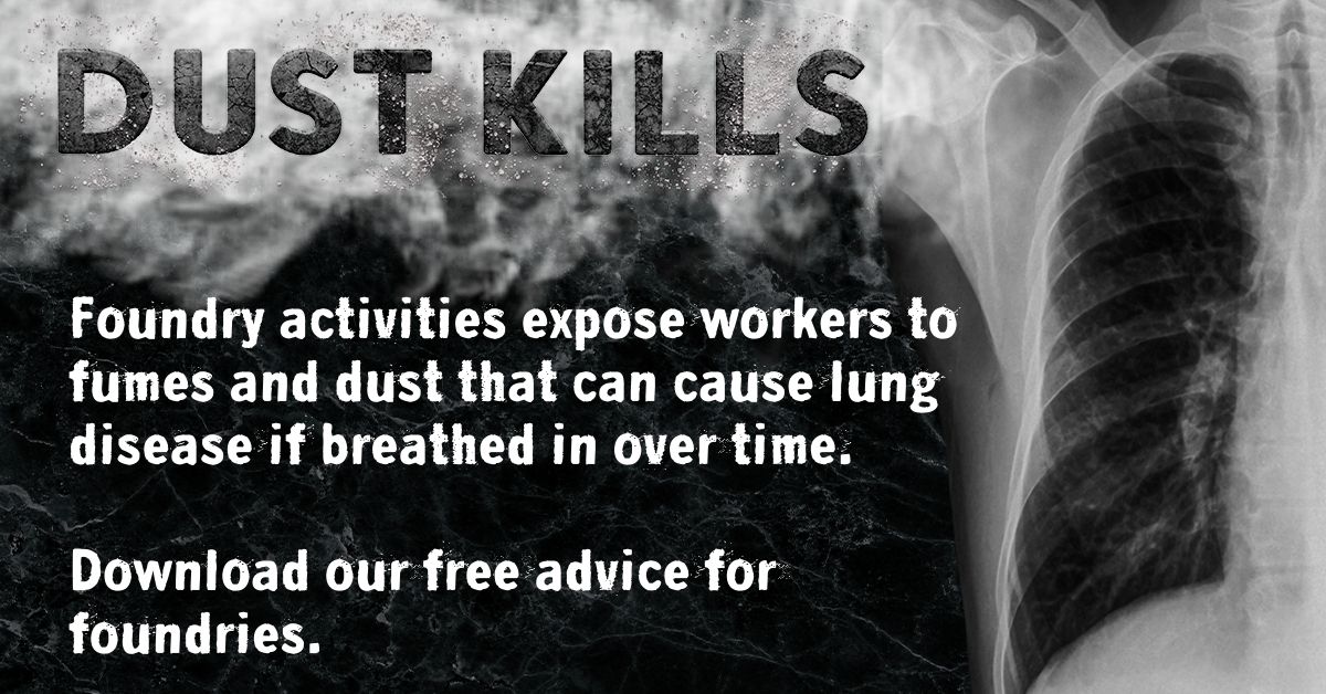 H_S_E's tweet photo. Foundry activities expose workers to fumes and dust that can cause severe lung diseases if breathed in over time. Extract fumes at the source using local exhaust ventilation (LEV). We have advice and free resources: https://t.co/huDW0CoNrO
#DustKills #Foundry https://t.co/i3asNuIfA9