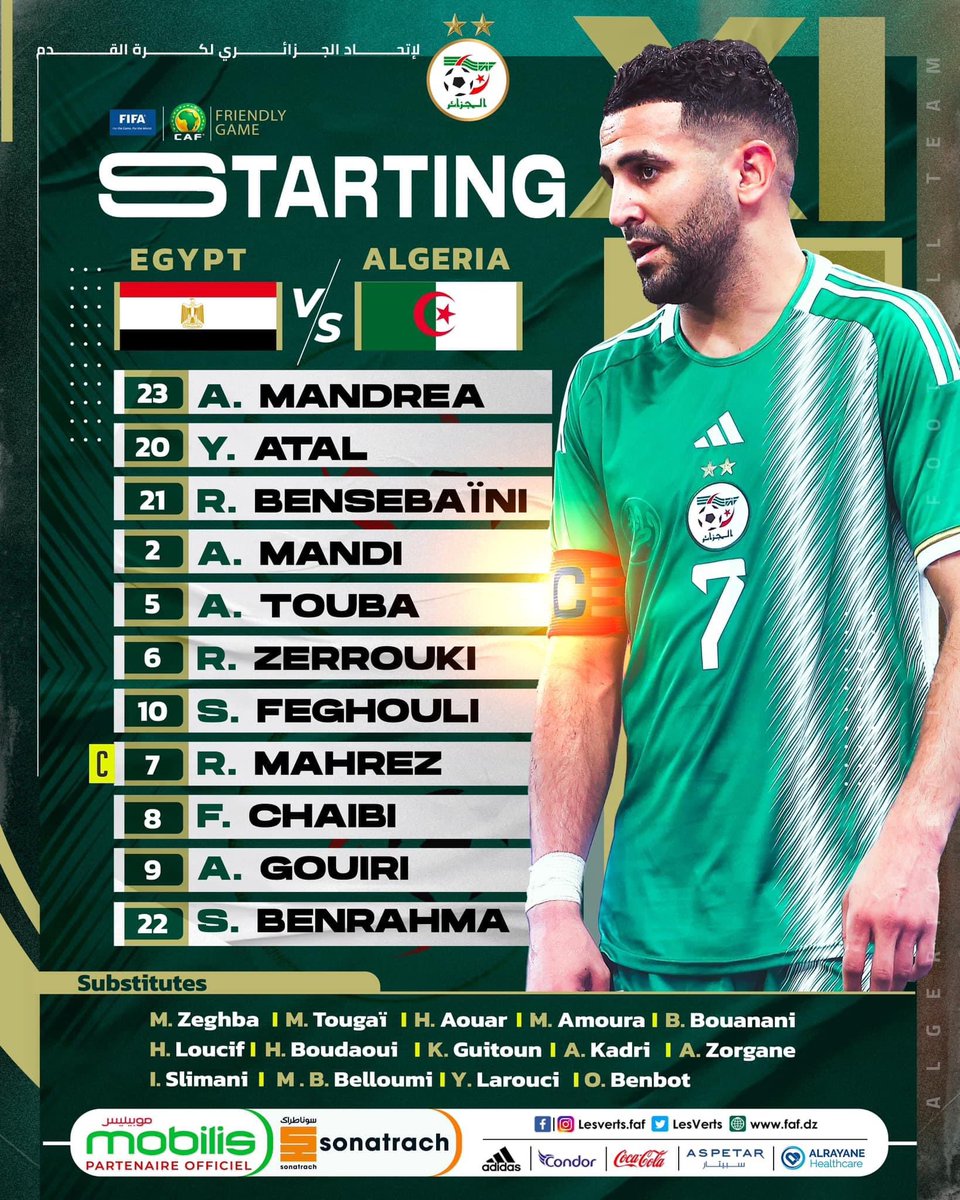 Onzefennec's tweet image. 🇩🇿 🇪🇬| Le 11 type des Verts pour l’amical face à l’Égypte 🔥

Vos pronos les amis ⤵️