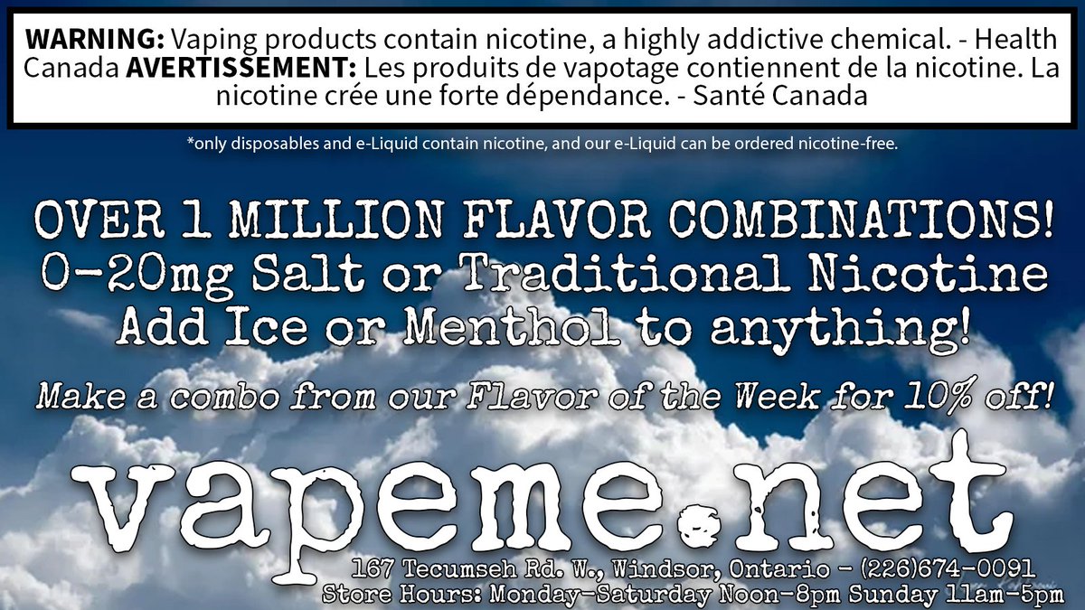 vapemedotnet's tweet image. New! #vapeme FOTW combos! Thousands of possibilities! 10% off.
0-20mg Salt or Traditional Nicotine/Adjustable VG %!
Try Hot Chocolate by itself or combo'd up with one or two more flavors!
vapeme.net/shop/e-liquid-…