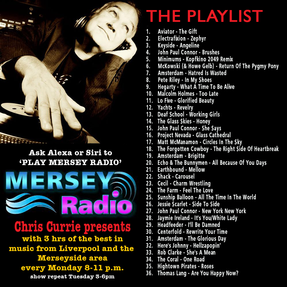 Chris Currie (@currieradioshow) on Twitter photo Tonight on <a href="/MerseyRadio/">Mersey Radio</a> from 8pm another fine playlist of Mersey musical magnificence incl. Feat Artist: John Paul Connor + Feat. Album: The Curse by Amsterdam <a href="/IanProwse/">Ian Prowse</a> <a href="/robclarkemusic/">Rob Clarke</a> <a href="/thecoralband/">The Coral</a> @HightownPirates <a href="/Langliverpool/">Thomas Lang</a> <a href="/Bunnymen/">Echo & the Bunnymen</a> <a href="/PeteRiley6/">Pete Riley</a> Tonight on <a href="/MerseyRadio/">Mersey Radio</a> from 8pm another fine playlist of Mersey musical magnificence incl. Feat Artist: John Paul Connor + Feat. Album: The Curse by Amsterdam <a href="/IanProwse/">Ian Prowse</a> <a href="/robclarkemusic/">Rob Clarke</a> <a href="/thecoralband/">The Coral</a> @HightownPirates <a href="/Langliverpool/">Thomas Lang</a> <a href="/Bunnymen/">Echo & the Bunnymen</a> <a href="/PeteRiley6/">Pete Riley</a>