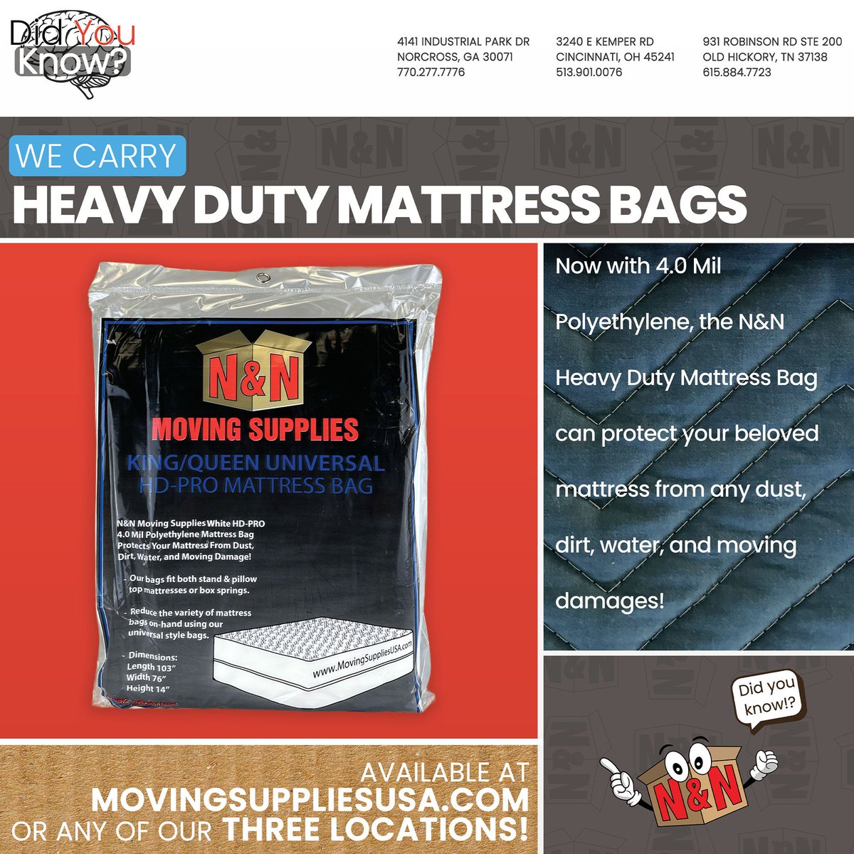 NNMovingSupply's tweet photo. Did you know about our Heavy Duty Mattress Bags? https://t.co/SU0z9stKSz