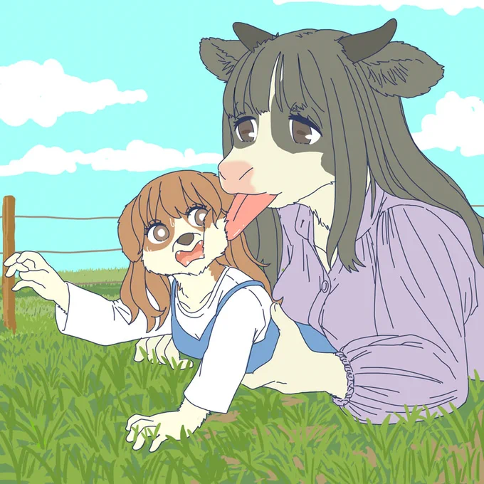 牛に好かれる牧牛犬