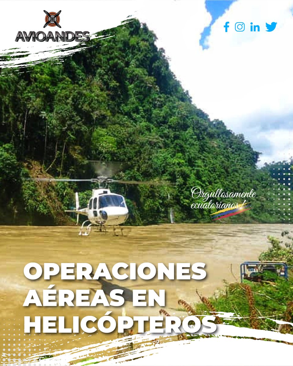 📷𝗢𝗣𝗘𝗥𝗔𝗖𝗜𝗢𝗡𝗘𝗦 𝗗𝗘 𝗖𝗔𝗥𝗚𝗔 𝗘𝗫𝗧𝗘𝗥𝗡𝗔 📷
En nuestras aeronaves AS350 aptas para la geografía ecuatoriana. Línea larga y corta para fácil acceso a sitios donde el acceso terrestre no es posible.
