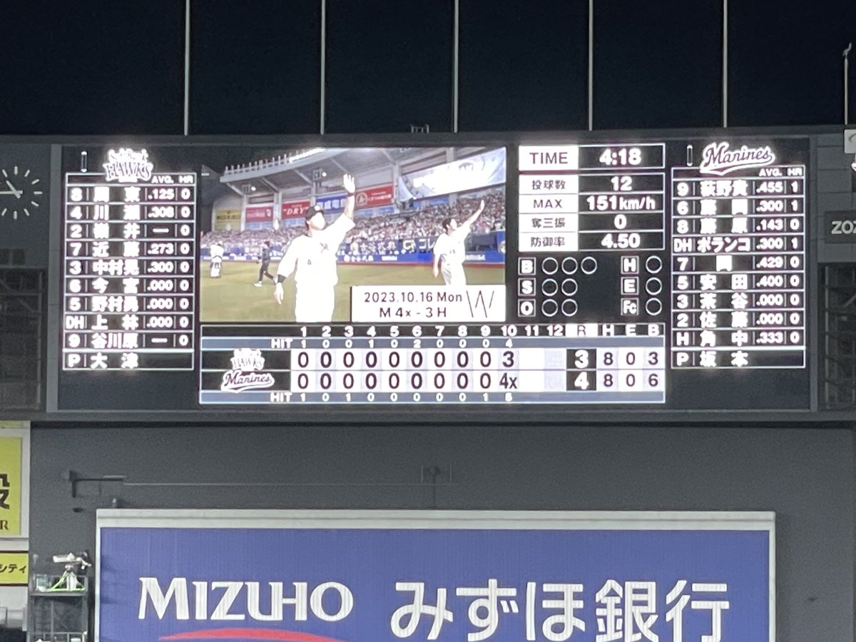 usuke75's tweet photo. まりほー！
こんなに感動した事は人生で初めてかも。
興奮して、なかなか眠れない😅
この調子で、大阪で下剋上するぞ！
#chibalotte 
#クライマックスシリーズ https://t.co/P3mMHFSx4m