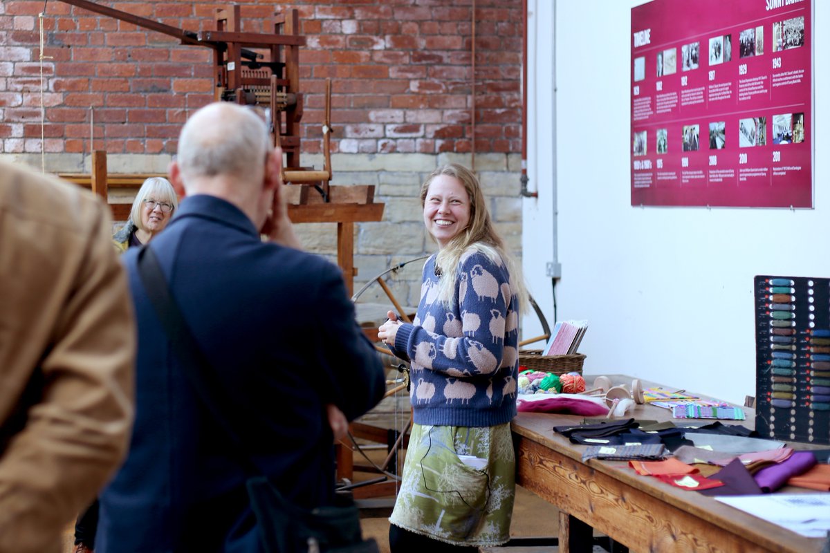 sunnybankmills's tweet photo. Wonderful to see many of you eager to discover how the Archive inspires and informs different people via Agnis' 'Woven World' Watch out for more Weaving Voices events. #WeavingVoices #Farsley #Leeds #LeedsEvents #LeedsTalks #Heritage #HeritageTalks #Textiles #YorkshireTextiles https://t.co/4y7r1RmUUz