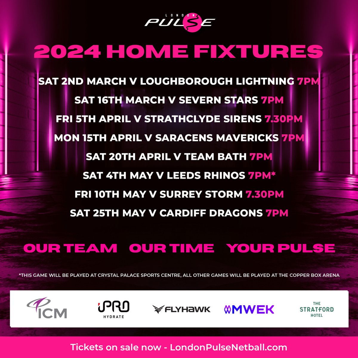 .<a href="/NetballSL/">Netball Super League</a> 2024 tickets are selling like hotcakes - get yours booked in now!

And don't forget new for the 2024 season we have COURTSIDE TICKETS - get closer to the action than ever before

londonpulsenetball.ticketline.co.uk