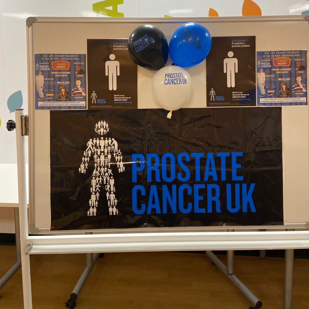 Paint Altrincham Blue, a week of men’s health awareness that I started 4 years ago, is soon upon us and our first display in the town is up already, to help sell the last few tickets for our comedy night, thanks to Tesco Extra Altrincham. Tickets from eventbrite.co.uk/e/paint-altrin…