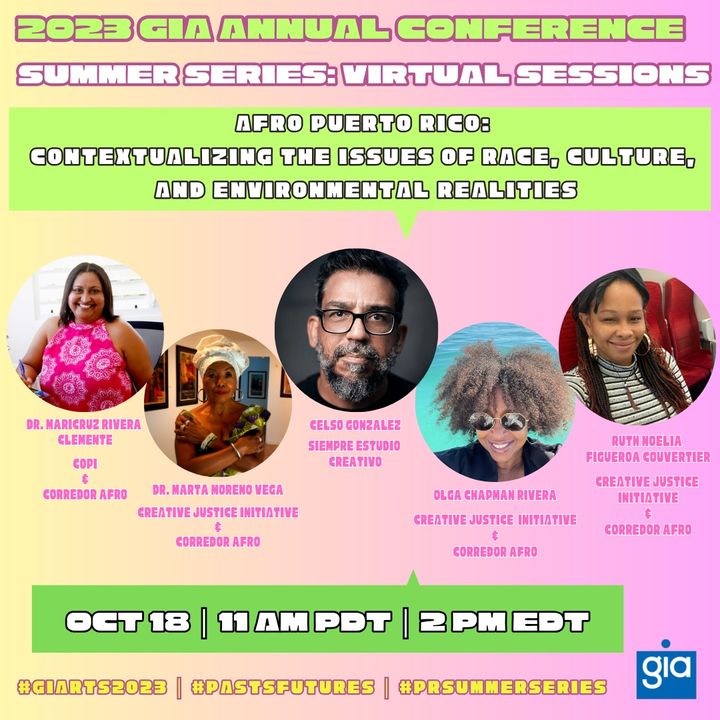 GIArts's tweet photo. 2023 GIA Conference Summer Series Virtual Session #5: Afro Puerto Rico: Contextualizing the Issues of Race, Culture, and Environmental Realities

You must be registered for the in-person conference, or the virtual track to attend: https://t.co/kiwQxbjFvZ

#GIArts #PuertoRico https://t.co/OlOGwLvpu8